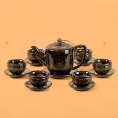 Bộ Ấm Chén Đại Mã Não Lòng Hoa