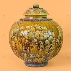 Chum Ngâm Rượu Đắp Nổi Họa Tiết Hoa Sen