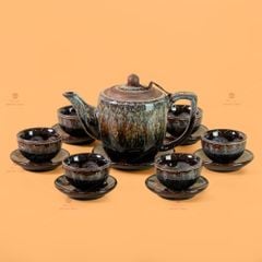 Bộ Ấm Chén Men Hỏa Biến Đại Cẩm Thạch